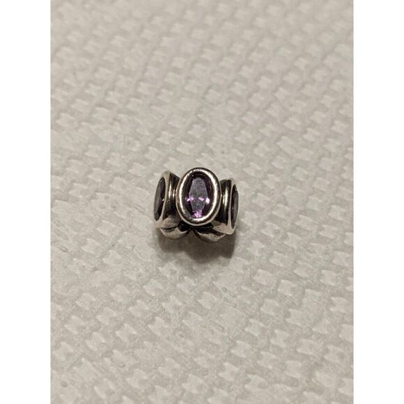 Authentic Pandora Oval Lights Purple Cubic Zirconia Charm Retired Pandora Charm - Picture 4 of 4